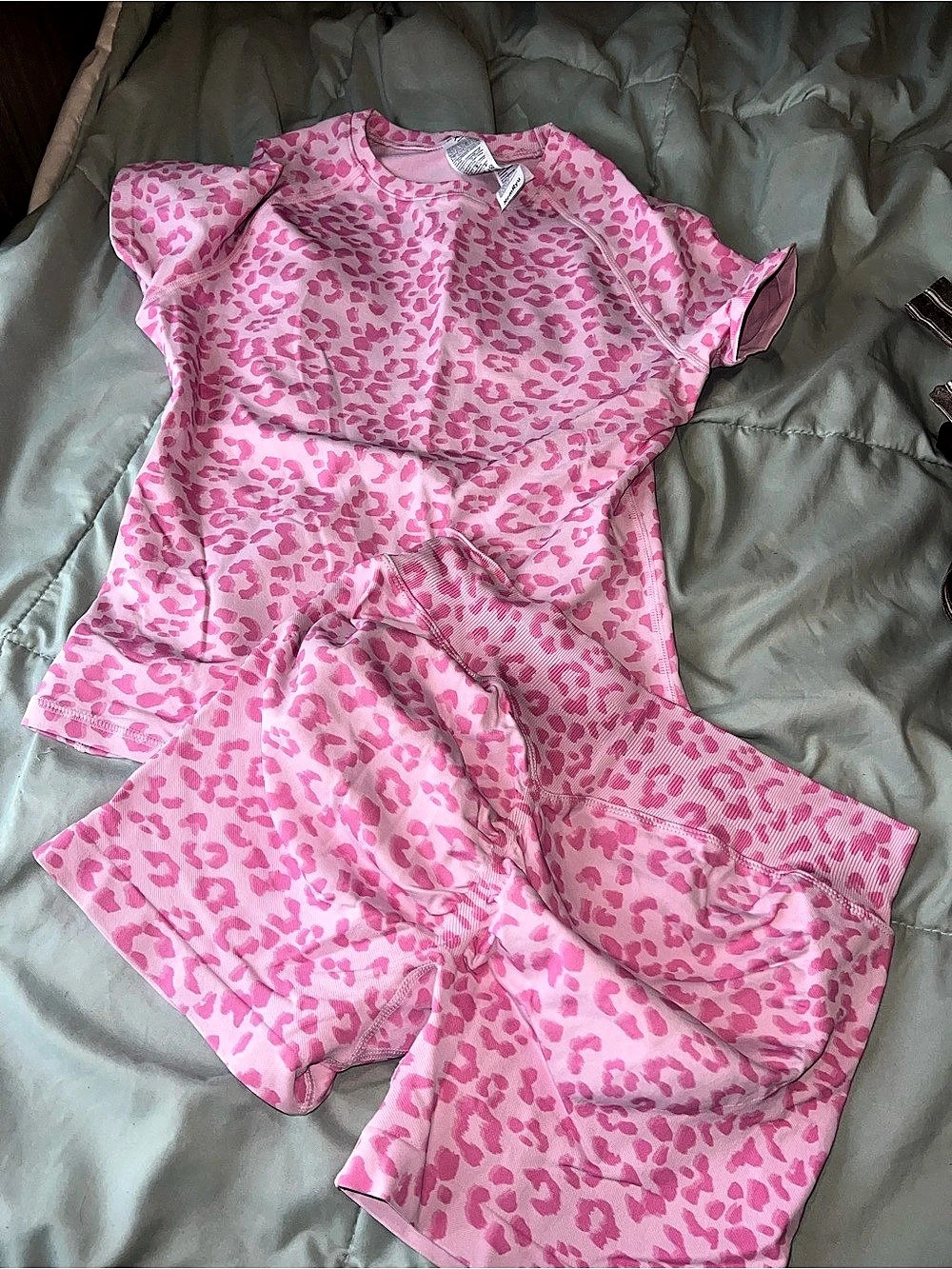 Pink Animal Print workout set  Like New